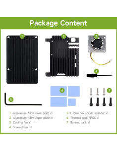Caja de Aluminio Waveshare para Raspberry Pi 5 con Ventilador 2
