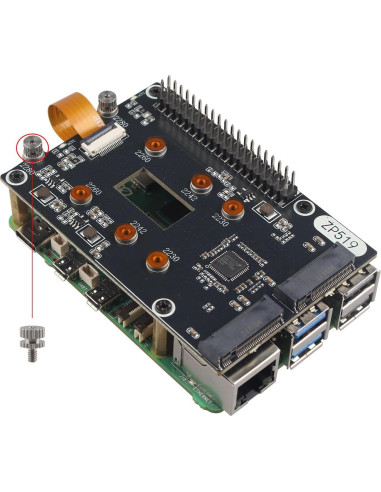 Adaptador ZDE PCIe a Doble M.2 HAT NVMe para Raspberry Pi 5