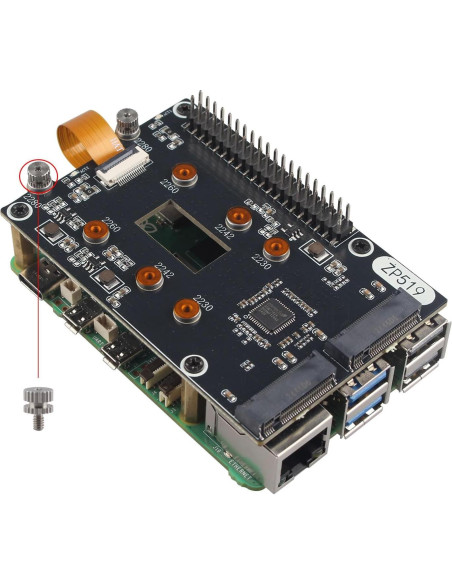 Adaptador ZDE PCIe a Doble M.2 HAT NVMe para Raspberry Pi 5