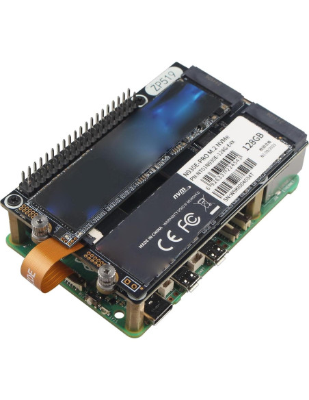 Adaptador ZDE PCIe a Doble M.2 HAT NVMe para Raspberry Pi 5