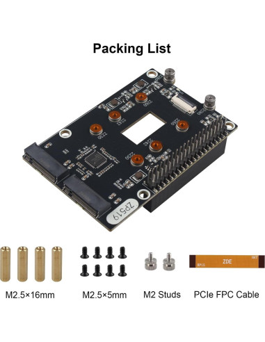 Adaptador ZDE PCIe a Doble M.2 HAT NVMe para Raspberry Pi 5