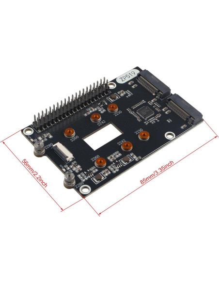 Adaptador ZDE PCIe a Doble M.2 HAT NVMe para Raspberry Pi 5
