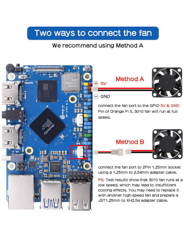 Caja de metal para Orange Pi 5 Pro N515 con ventilador y disipadores