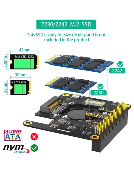 Adaptador M.2 NVMe a PCIe Mustpoint para Raspberry Pi 5
