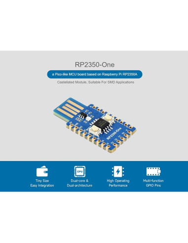 Placa MCU Waveshare RP2350-One 4MB Doble Núcleo 150MHz