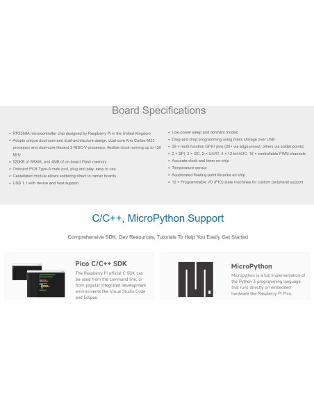 Placa MCU Waveshare RP2350-One 4MB Doble Núcleo 150MHz Placa MCU Waveshare RP2350-One 4MB Doble Núcleo 150MHz