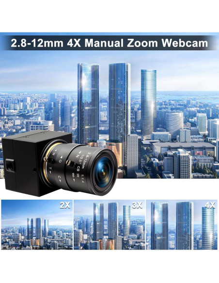 Cámara USB 8MP QILOVE con Lente Manual 2.8-12mm