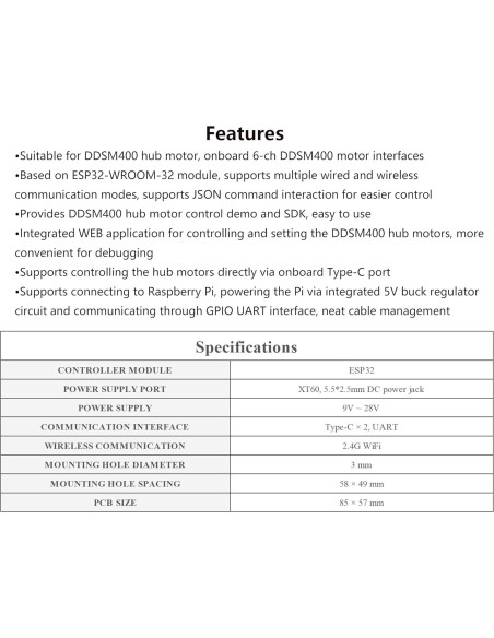 Controlador de Motor Hub DDSM400 Wonrabai para Raspberry Pi