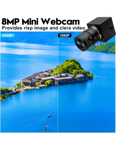 Cámara USB 8MP QILOVE con Lente Manual 2.8-12mm