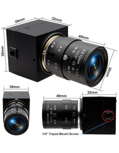 Cámara USB 8MP QILOVE con Lente Manual 2.8-12mm