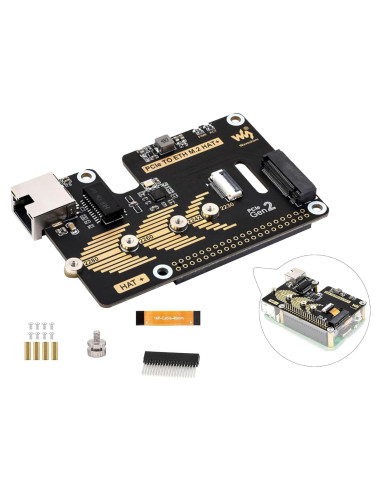 Adaptador PCIe a Ethernet y M.2 Wonrabai para Raspberry Pi 5