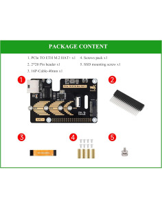 Adaptador PCIe a Ethernet y M.2 Wonrabai para Raspberry Pi 5 2