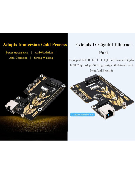 Adaptador PCIe a Ethernet y M.2 Wonrabai para Raspberry Pi 5