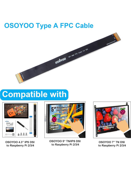 Cables FPC OSOYOO 15 Pines 1mm Pitch 200mm Paquete de 2