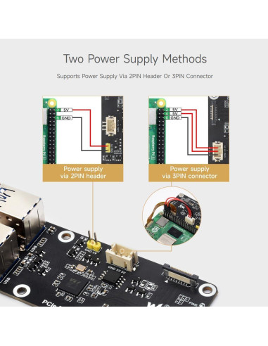 Placa PCIe a 4-Ch USB 3.2 Gen1 Waveshare para Raspberry Pi 5