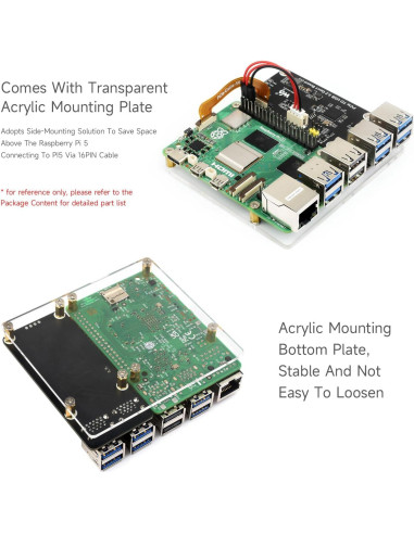 Placa PCIe a 4-Ch USB 3.2 Gen1 Waveshare para Raspberry Pi 5