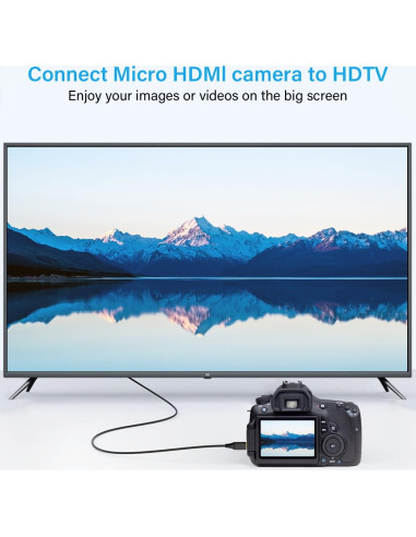 Cable Micro HDMI a USB C 1.83m KOMGIKL 4K@60Hz Nylon Trenzado