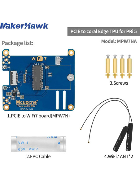 Placa Adaptadora PCIe a Wi-Fi 7 Drocoge para Raspberry Pi 5