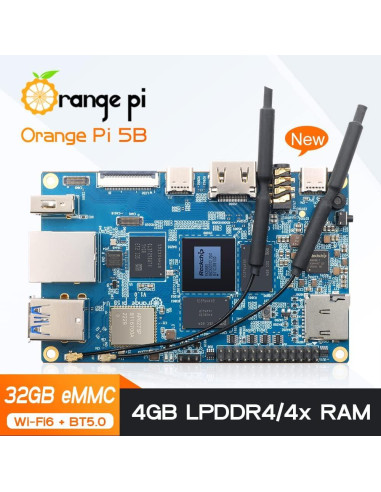 Computadora de Placa Única Orange Pi 5B 4GB 32GB eMMC
