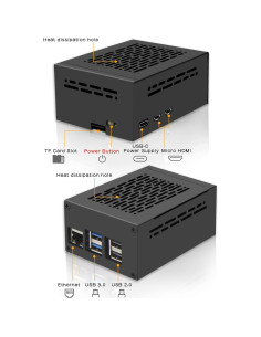 Caja de Metal Geekworm P579-V2 + Fuente PD27W + Enfriador H505 para Raspberry Pi 5 2