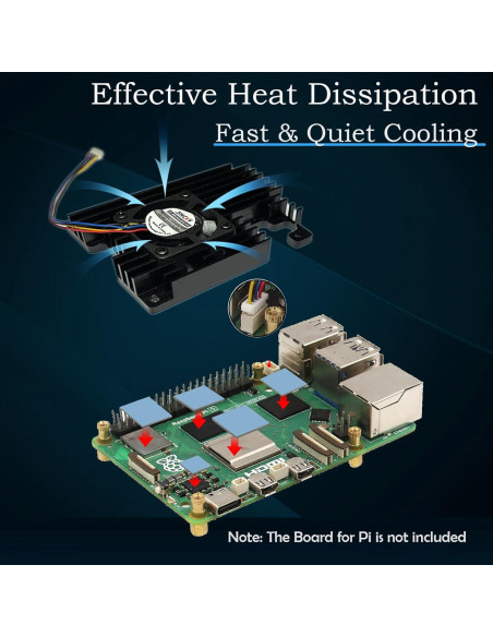 Enfriador Activo para Raspberry Pi 5 con Disipador de Aluminio