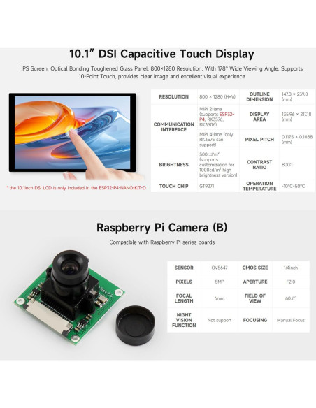 Placa de Desarrollo Waveshare ESP32-P4-NANO con Cámara RPi