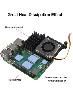 Enfriador Activo de Aluminio ZDE para Raspberry Pi 5 4GB/8GB 2