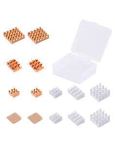 Kit de Disipadores de Calor DVOZVO para Raspberry Pi - 6 Aluminio y 8 Cobre