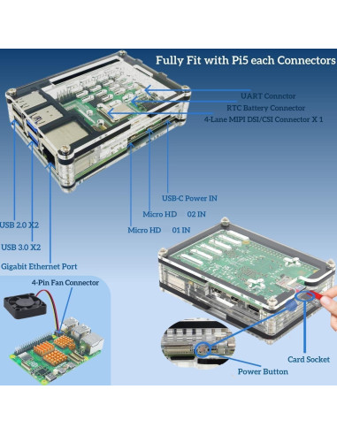 Kit Raspberry Pi 5 Vemico 8GB con accesorios y enfriamiento