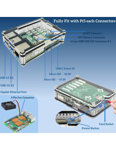 Kit Raspberry Pi 5 Vemico 8GB con accesorios y enfriamiento