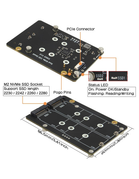 Geekworm X1005 Placa PCIe Doble M.2 NVMe para Raspberry Pi 5