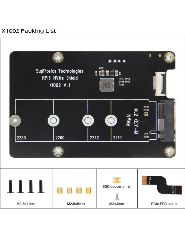 Geekworm X1002 PCIe M.2 NVMe SSD HAT para Raspberry Pi 5