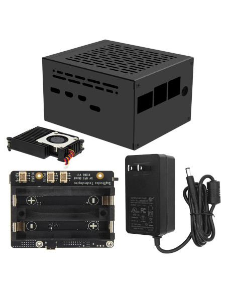 Geekworm X1205 UPS HAT para Raspberry Pi 5 con Cooler y Fuente 12V Geekworm X1205 UPS HAT para Raspberry Pi 5 con Cooler y Fuente 12V