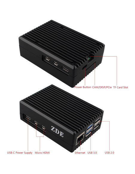 Caja de Aluminio ZDE para Raspberry Pi 5 - Enfriamiento Pasivo