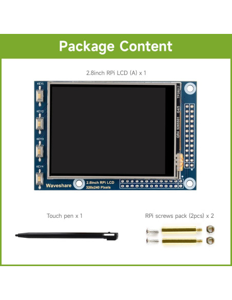 Pantalla TFT LCD táctil 2.8" Waveshare para Raspberry Pi