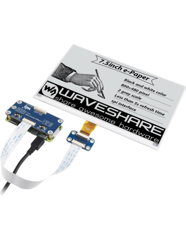 Pantalla e-Paper HAT 7.5" Waveshare 800x480 para Raspberry Pi