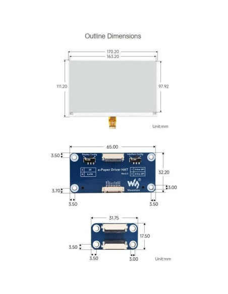 Pantalla e-Paper HAT 7.5" Waveshare 800x480 para Raspberry Pi