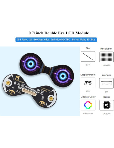 Módulo de Pantalla LCD Redonda Wonrabai 1.8 cm 160x160 IPS
