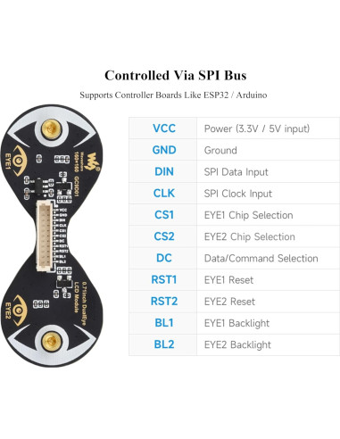 Módulo de Pantalla LCD Redonda Wonrabai 1.8 cm 160x160 IPS