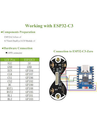 Módulo de Pantalla LCD Redonda Wonrabai 1.8 cm 160x160 IPS