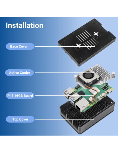 Kit Vemico Raspberry Pi 5 16GB con Enfriador y Caja ABS