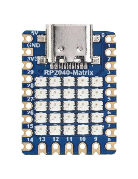 Placa de Desarrollo Waveshare RP2040-Matrix con Matriz LED RGB 5x5 Placa de Desarrollo Waveshare RP2040-Matrix con Matriz LED RGB 5x5