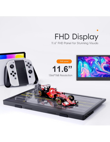 Monitor Portátil PONKLOIE 11.6" HDMI USB-C 1366x768