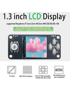 Pantalla LCD 1.3" xicolee ST7789 240x240 RGB para Raspberry Pi 2