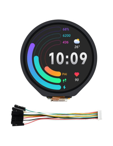 Placa MCU Waveshare RP2350 con LCD Táctil 1.28" 240x240 IPS