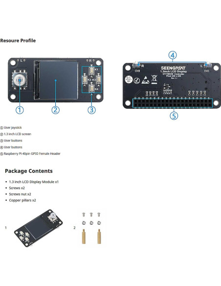 Pantalla LCD 1.3" xicolee ST7789 240x240 RGB para Raspberry Pi