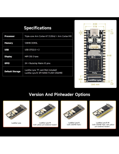 Placa de Desarrollo Waveshare Luckfox Lyra RK3506G2 256MB Flash