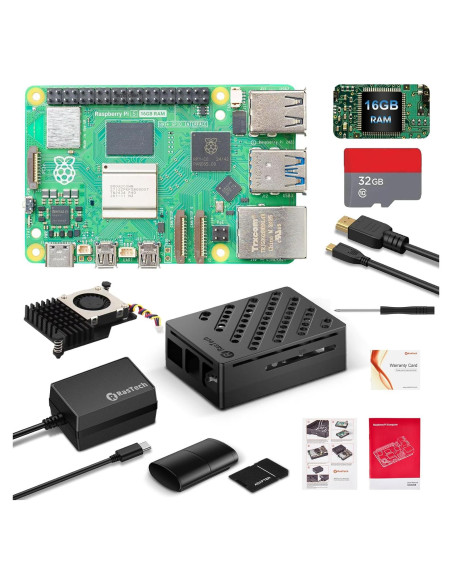 Kit Raspberry Pi 5 16GB RasTech con Enfriador y Fuente 27W