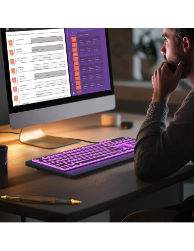 Teclado USB KOPJIPPOM Retroiluminado 7 Colores Tamaño Completo