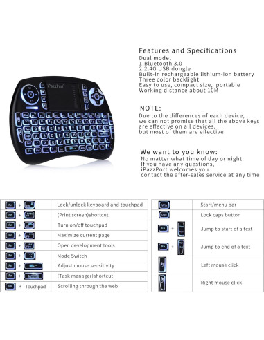 Teclado Mini Bluetooth UNISEN KP-21SM Retroiluminado